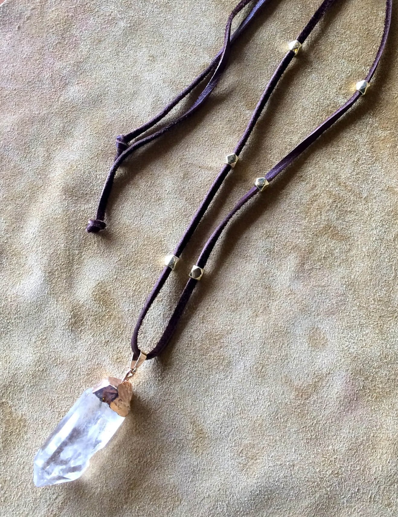 Big Raw Crystal Necklace Raw Crystal Jewelry Boho Necklace Gypsy Jewelry Healing  Crystals Electroformed Crystal Pendant Gift